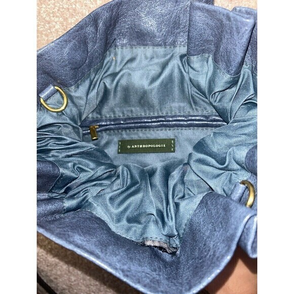 Anthropologie Blue Vegan Faux Ruffle Clutch Going Out Party - Picture 2 of 6